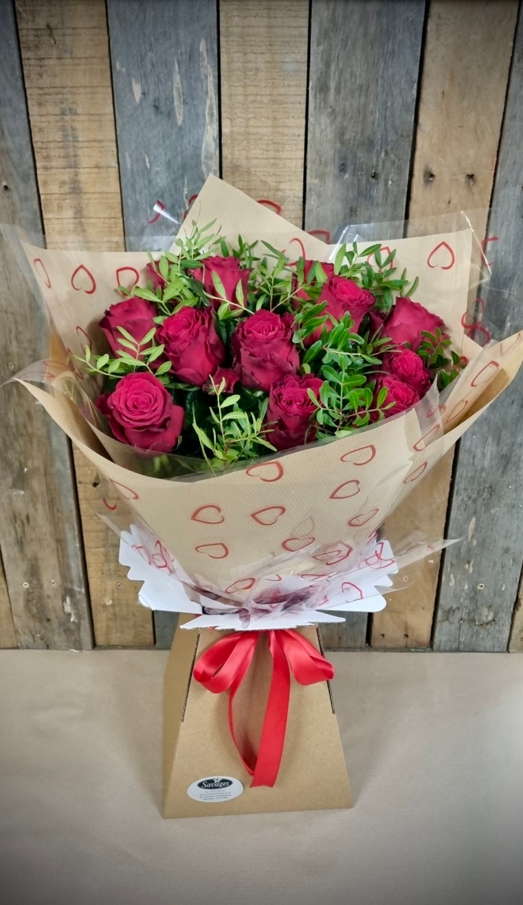 Valentines Red Rose Aqua Bouquet