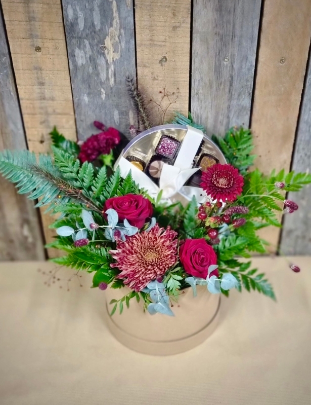 Hat Box Arrangement with Chocolates